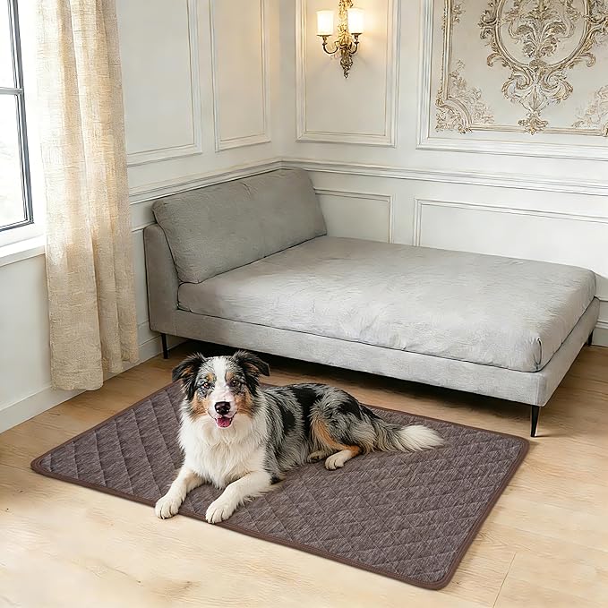 Cooling Mat for Dogs: Waterproof Pet Cooling Mat for Crate Kennel, Summer Indoor Dog Cooling Pad for Floor and Sofa, Dark Grey, Large Dog