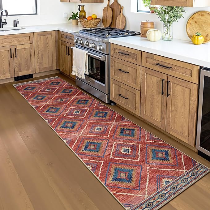 BESTSWEETIE Area Rug 2x8 Rug Machine Washable Non-Slip Low Pile Print Pattern