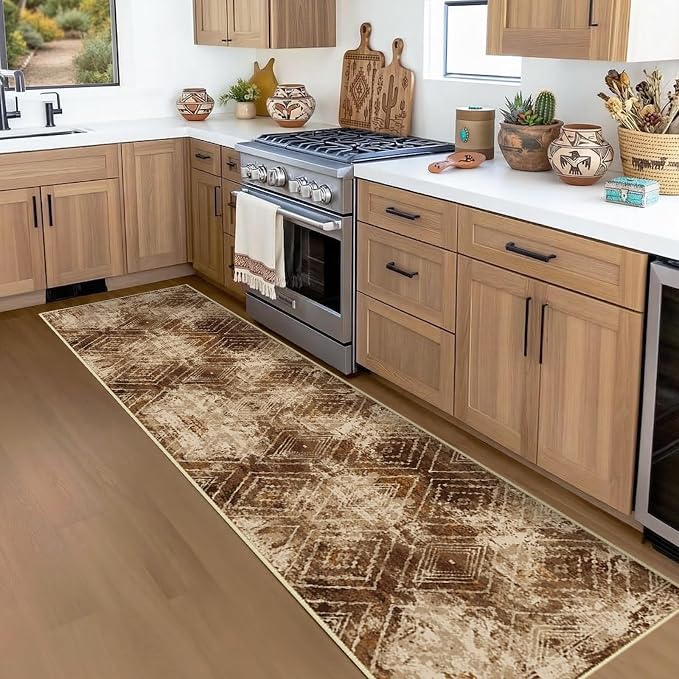 BESTSWEETIE Area Rug 2x10 Rug Machine Washable Non-Slip Low Pile Print Pattern