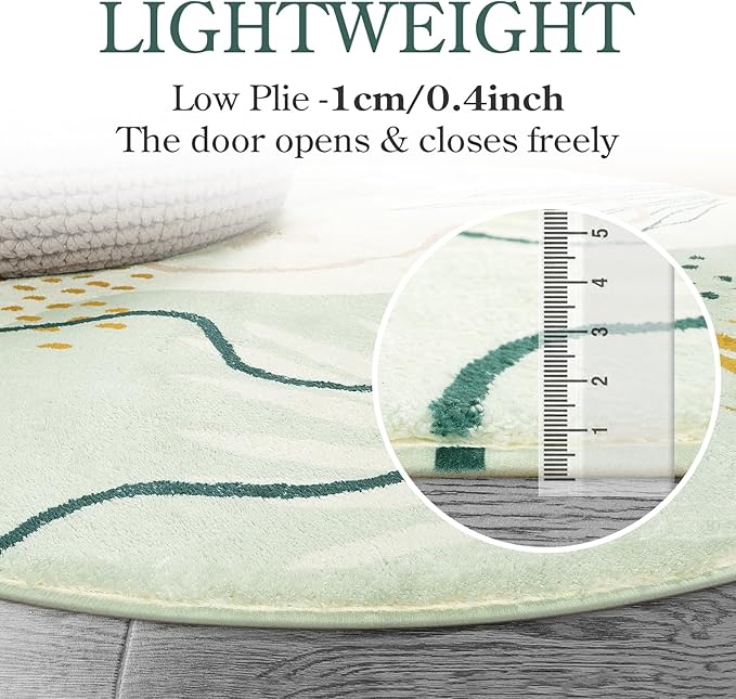 Lahome Green Hallway Runner - 2x6 Washable Kitchen Rug Boho Non-Slip Low-Pile Laundry Room Rug Soft Bathroom Runner Botanical Print Throw Carpet for Entrance Bedroom Living Room