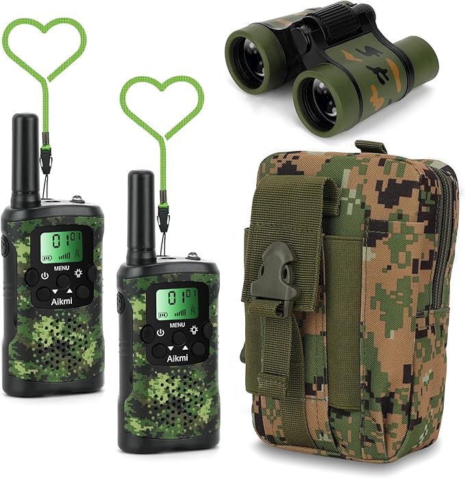 Walkie Talkies for Kids Toys for Boys Aged 5+ Outdoor Toys 2 Way Radio 22 Channel 3 Miles Range for Camp Hunt Adventure Game Birthday 6 7 8 9 10 Year Old Boys Gifts (Green)