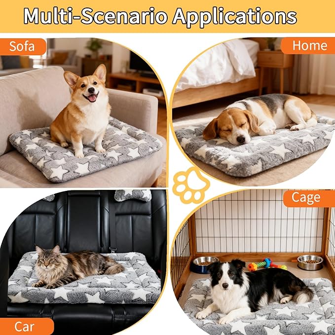 Dog Bed Mat - Reversible Dog Crate Bed Mats, Soft & Breathable Kennel Pad, Durable Crate Bed for Small Medium Large Dogs & Cats