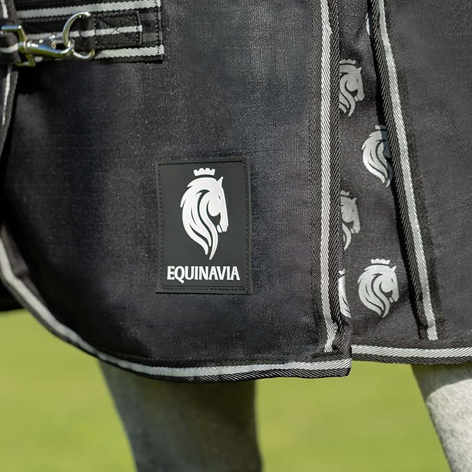Equinavia Norse Lightweight 100g Fill Horse Rain Blanket | Waterproof Turnout Sheet - Black - 66 in - Black - 66 in