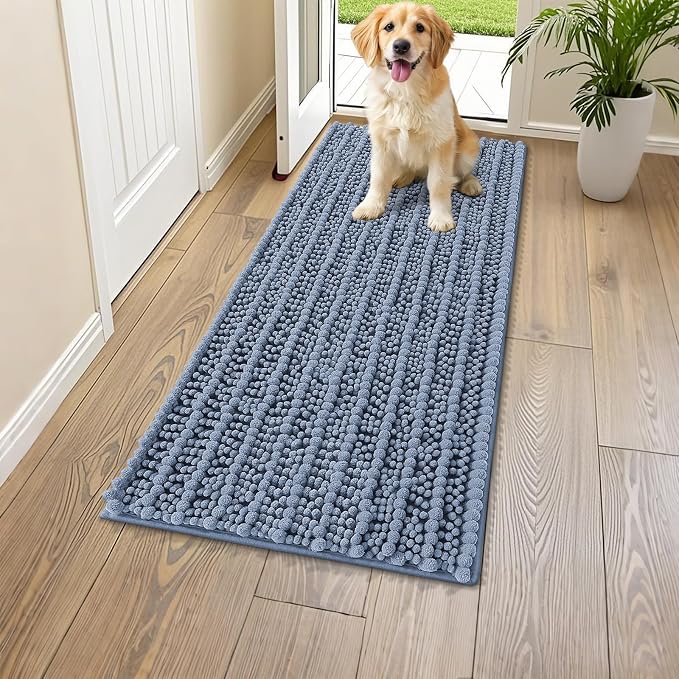 Smiry Dog Door Mat for Muddy Paws 47x24, Absorbent Dirt Trapper, Non-Slip