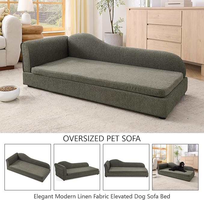 Oversized Pet Sofa Bed for Large Dogs, 55 Inch Modern Dog Couch with Orthopedic Memory Foam, Sturdy Furniture Style Pet Bed with Weight Capacity 220 lbs, (Grey-1)