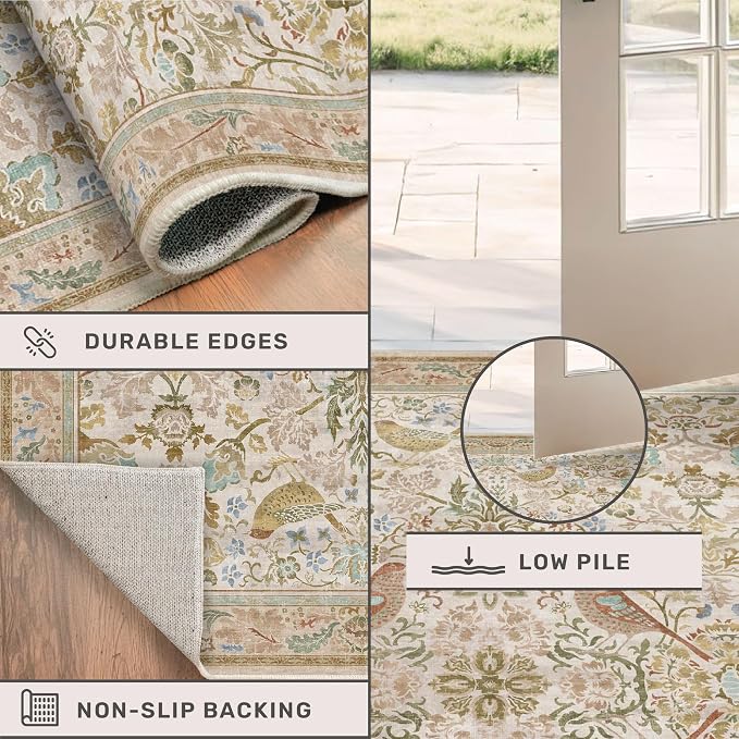 Hazo Haus Beige 5ft Round Rug for Living Room