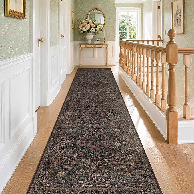Washable 10ft Long Runners for Hallways, Dark Brown 2'6"x10' Wide Kitchen