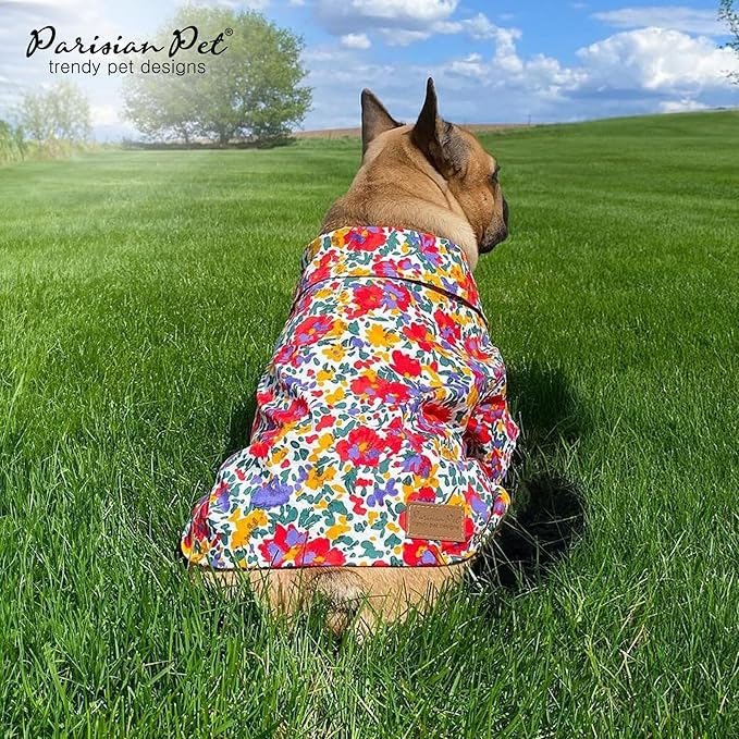 Parisian Pet Floral Dog Shirt - 100% Cotton Summer Clothes - Stylish Beach Outfit - Hook and Loop Closure - Machine Washable - XS