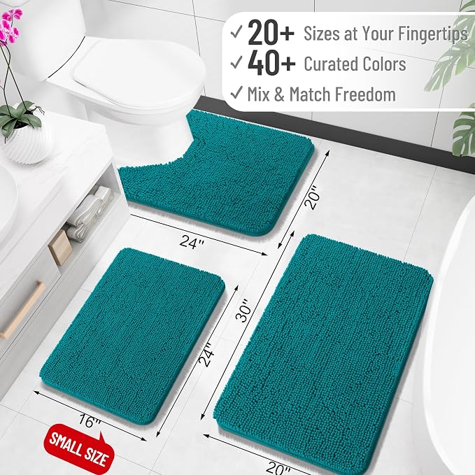 OLANLY Bathroom Runner Rugs 70x24, Soft Absorbent Chenille Bath Rugs, Rubber