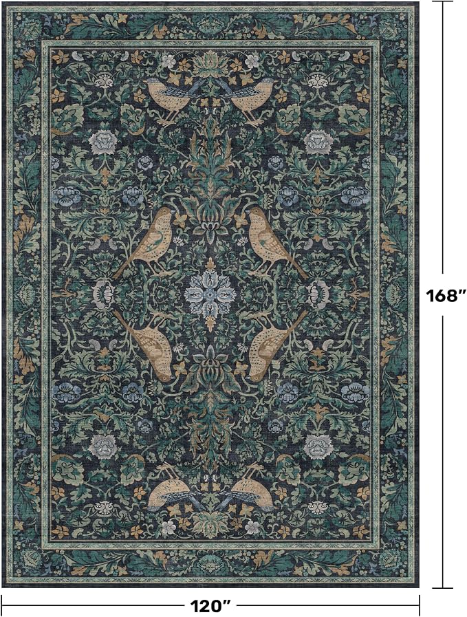 Large Washable Floral 10x14 Area Rug