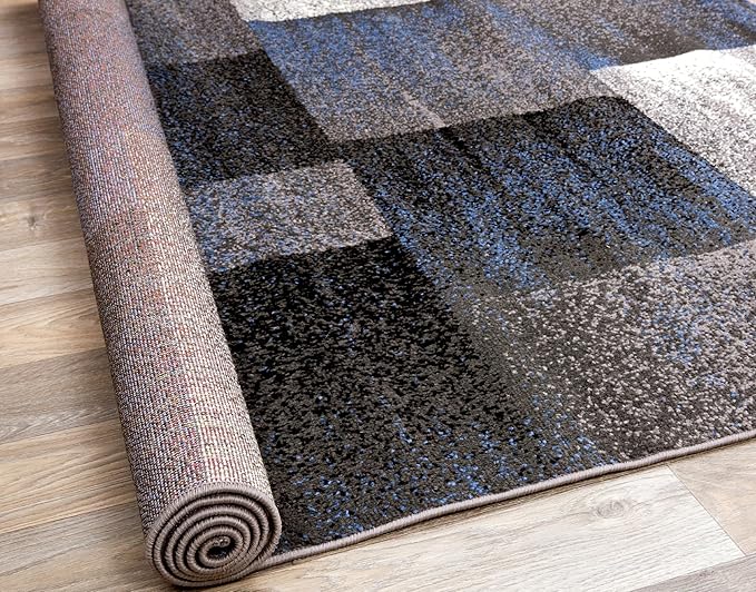 Rugshop Modern Distressed Boxes Area Rug 3' 3" x 5' Blue