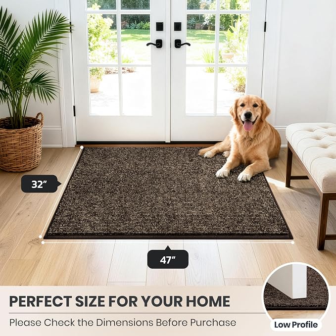 PURRUGS Dirt Trapping Door Mat 32" x 47", Non-Slip Machine Washable Entry Rug