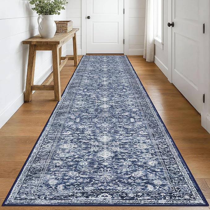 KILOCOCO Runner for Hallway 3x16 Runner Rug Printed Vintage Floral Washable Rug
