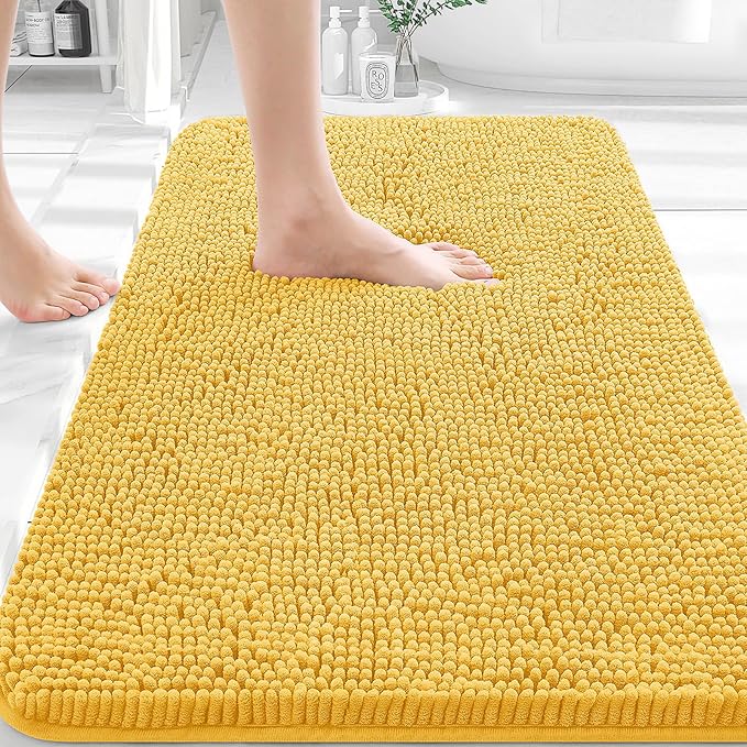 OLANLY Bathroom Rugs 32x20, Extra Soft Absorbent Chenille Bath Rugs, Rubber