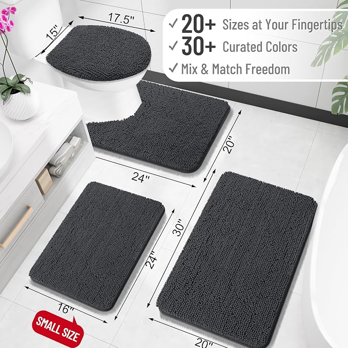 OLANLY Toilet Rugs U-Shaped 20x20, Extra Soft Absorbent Chenille Contour