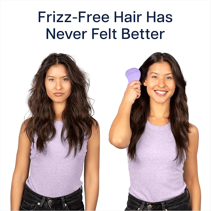 Crave Naturals Glide Thru Detangling Brush for Adults and Kids - Detangler Brush for Curly or Straight, Wet or Dry Hair - Gentle on Tangles Hair Comb - 7.5x3-Inch, Pink and Purple (Pack of 2)
