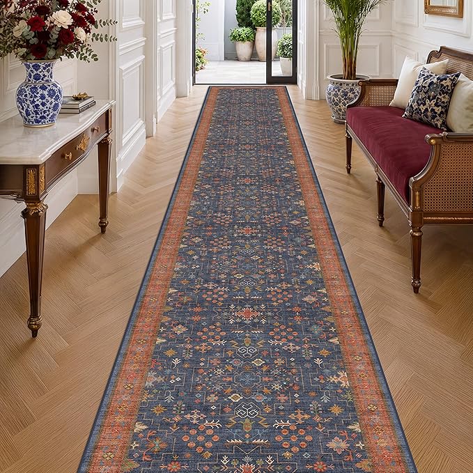 Hazo Haus Washable 3x20 Extra Long Hallway Runner Rug, Non-Slip Stain & Fade