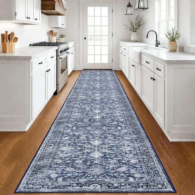 KILOCOCO Hallway Runner 3x18 Rug Runner Printed Vintage Floral Washable Kitchen