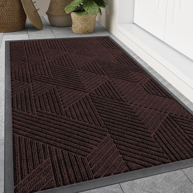 Smiry Front Door Mat Outside Entrance, Heavy Duty Sturdy Natural Rubber Doormat