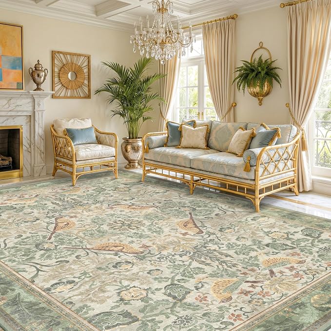 Hazo Haus Washable Floral Bird Rugs
