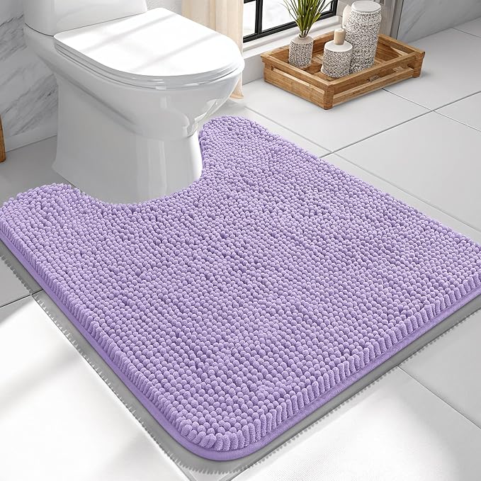 OLANLY Toilet Rugs U-Shaped 24x24, Extra Soft Absorbent Chenille Contour