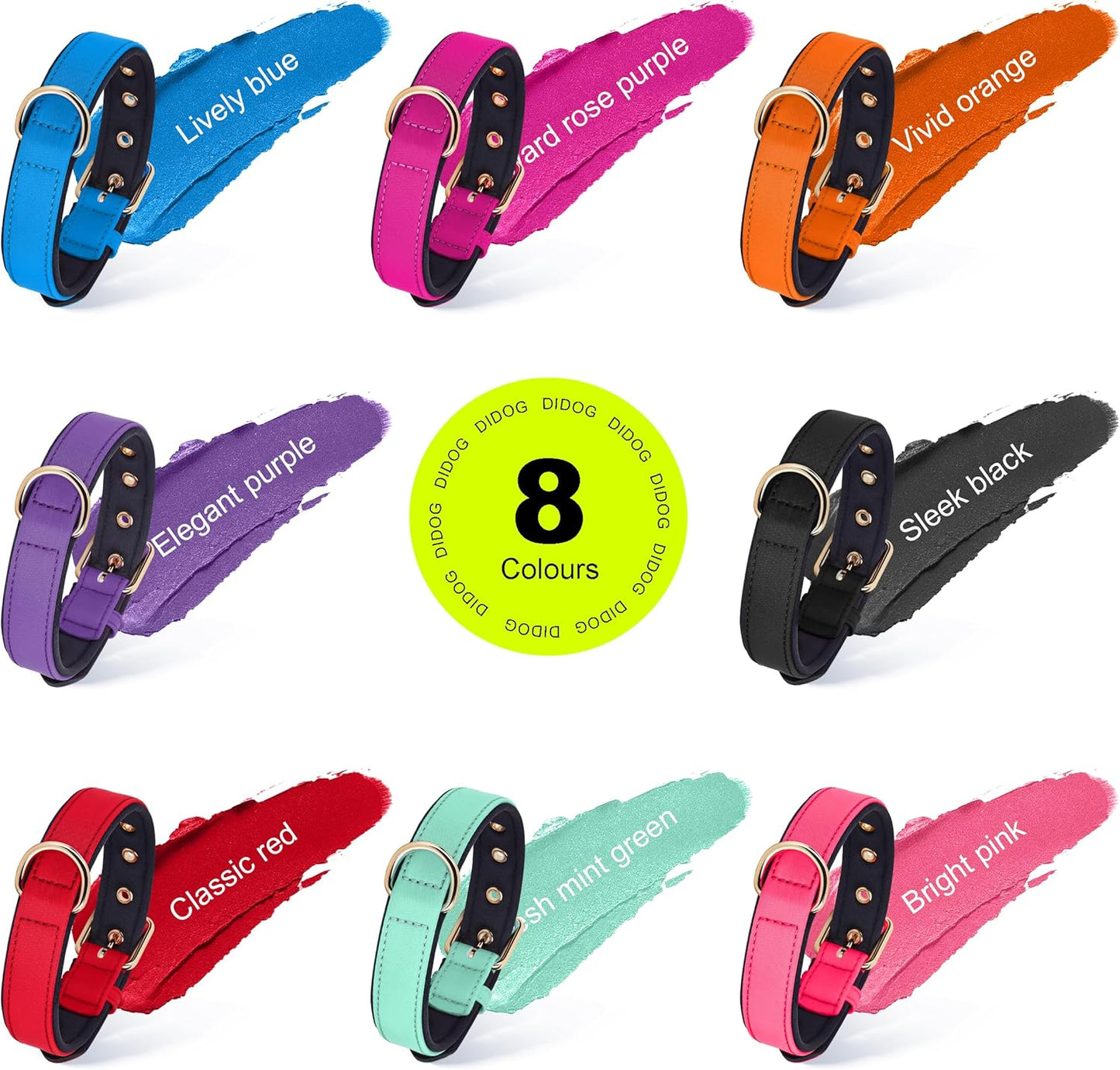 Didog Soft Padded Dog Collars for Small Dogs, Lightweight and Breathable Dog Collar with Metal Buckle for Puppy, Black, S