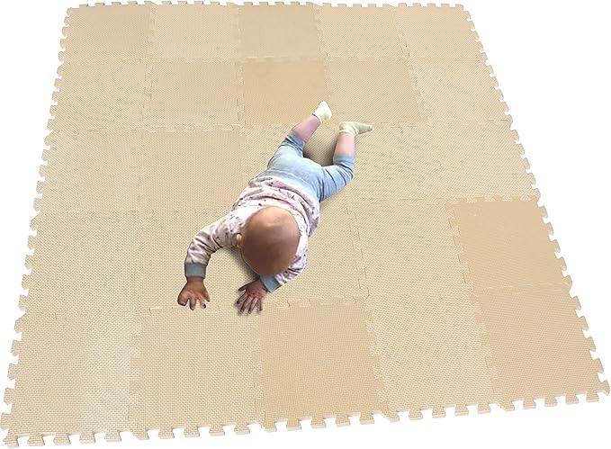 MQIAOHAM® 25 Pieces Puzzle Play Mats, Soft Baby Play Mat, Kids Interlocking Foam Floor Tiles, Toddlers Carpet Playmats G301025-110