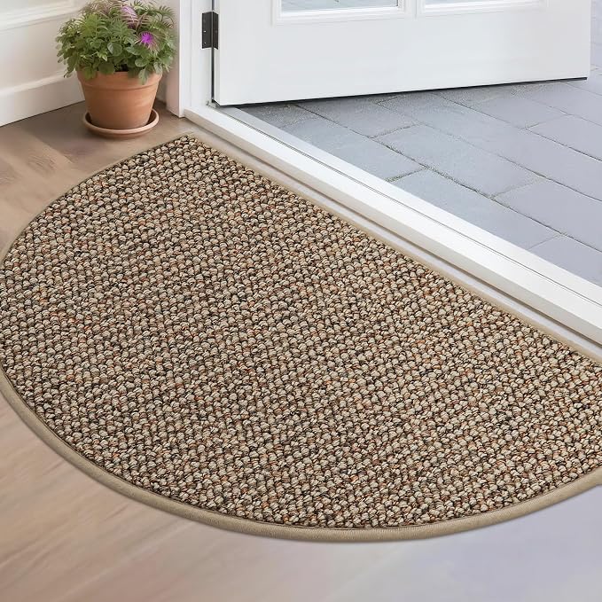 BEQHAUSE Dirt Trapper Door Mat 17" x 30" Half Circle Non Slip Washable Doormats
