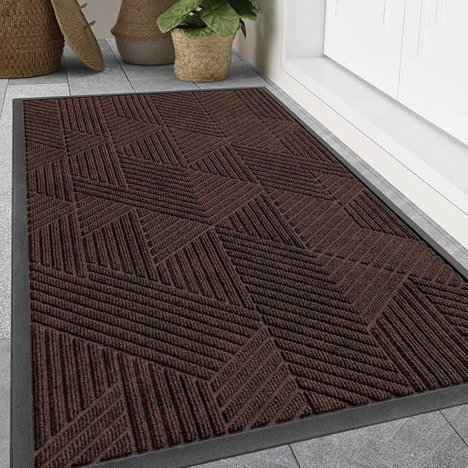 Smiry Front Door Mat Outside Entrance, Heavy Duty Sturdy Natural Rubber Doormat