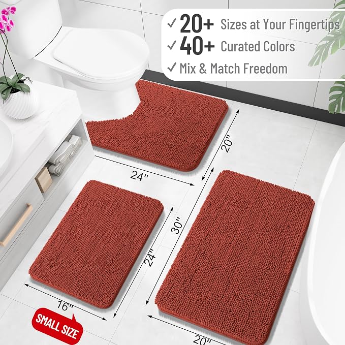 OLANLY Toilet Rugs U-Shaped 20x20, Extra Soft Absorbent Chenille Contour
