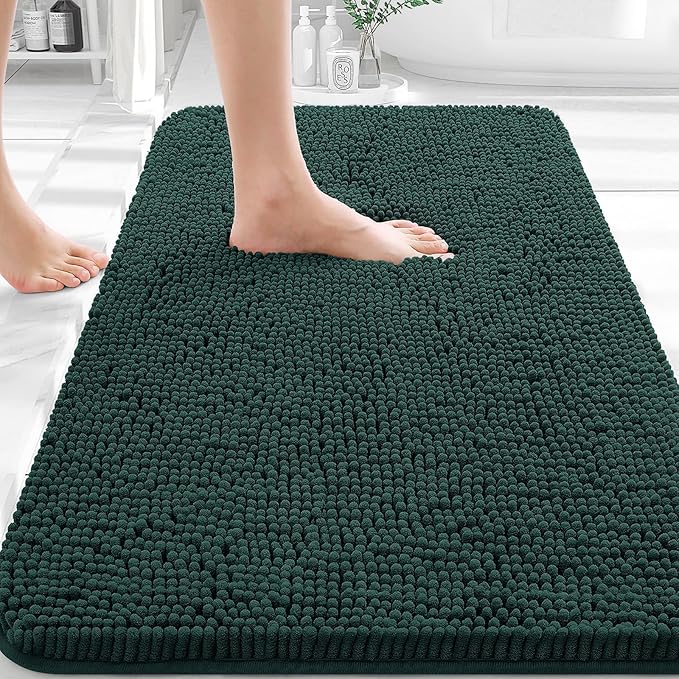OLANLY Bathroom Rugs 30x20, Extra Soft Absorbent Chenille Bath Rugs, Rubber