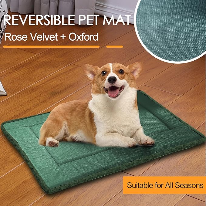 4 Pcs Washable Dog Bed Plush Orthopedic Outdoor Crate Mat with Non-Slip Bottom,Luxe Kennel Pad for Pets,Cozy Cage Cushion&Pet Sleeping Mattress Large Sized,Medium,Small Dogs,30 x 20 inch,Color Blend