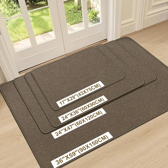 Ultra Thin Door Mat Indoor Entrance 36"x59", Low-Profile Indoor Door Mat