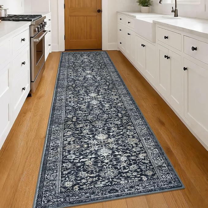 KILOCOCO Runner for Hallway 3x14 Runner Rug Printed Vintage Floral Washable Rug