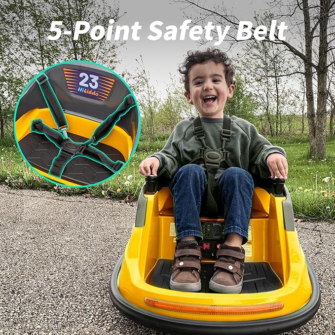 12V Kids Bumper Car, Electric Baby Bumper Car for Toddlers with Remote Control, 3 Speeds - Yellow