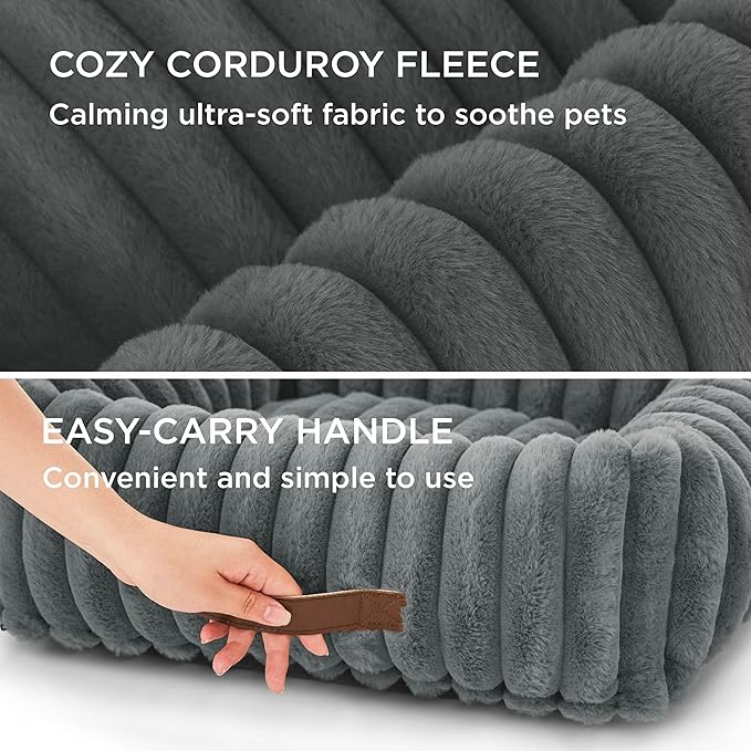 Bedsure Cute Dog Bed for Small Medium Dogs 25x21x7inches Waterproof Dog Blankets for Small Dogs 25"x35" Warm Grey