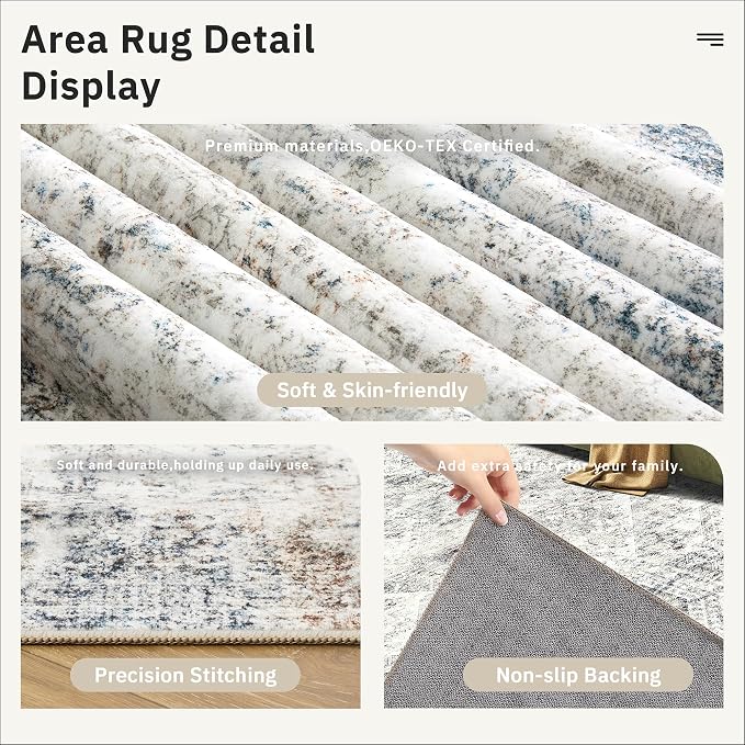 Soalmost Washable Area Rug 8x12, Large Soft Rugs
