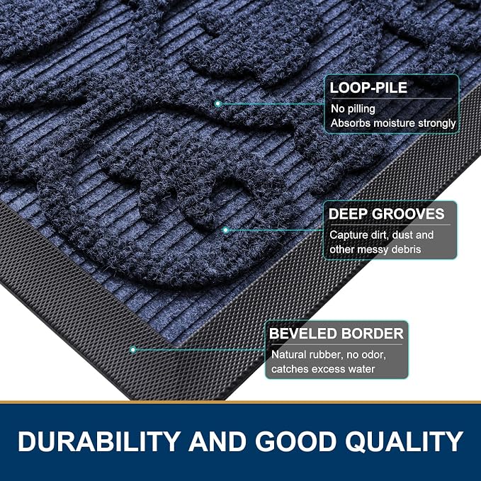 Smiry Welcome Door Mat Outside Entrance, Heavy Duty Trap Dirt and Moisture Easy