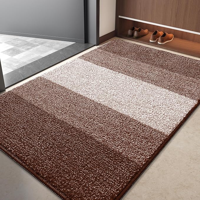 Kitinjoy Indoor Outdoor Door Mat, 40x32 Non-Slip Absorbent Dirt Trapper