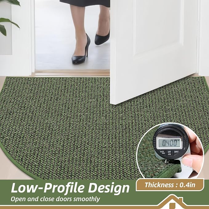 BEQHAUSE Dirt Trapper Door Mat 32" x 48" Half Circle Non-Slip Washable Doormats