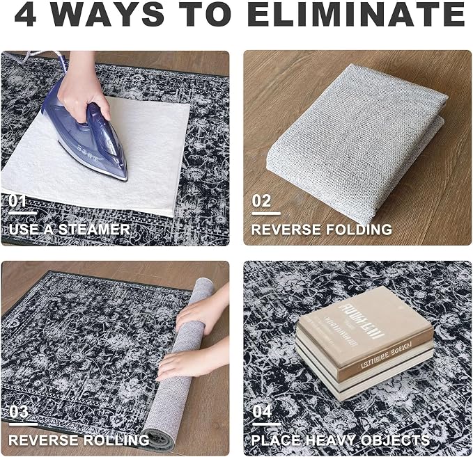 KILOCOCO Washable Runner 2x5 Rug Runner Printed Vintage Floral Kitchen Runners