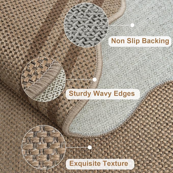 Modern Easy Jute 3x5 Outdoor Patio Rug, Washable Rugs