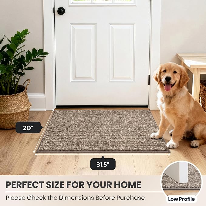 PURRUGS Dirt Trapping Door Mat 20" x 31.5", Non-Slip Machine Washable Entry Rug