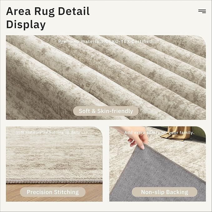 3x5 Rug, Small Area Rug for Kitchen, Machine Washable Non-Slip Throw Rug
