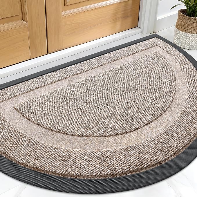 OLANLY Half Circle Door Mat Indoor Outdoor Entrance Welcome, Waterproof