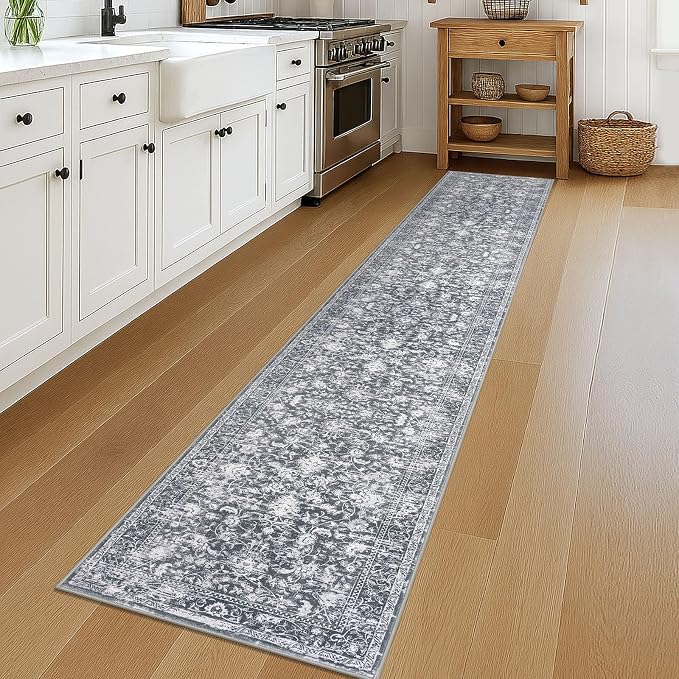 KILOCOCO Runner for Hallway 2x12 Runner Rug Printed Vintage Floral Washable Rug
