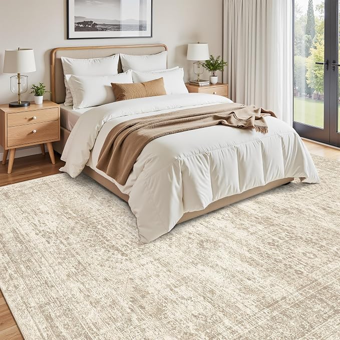 Soalmost 9x12 Area Rugs for Living Room, Non Slip Machine Washable Vintage Rugs