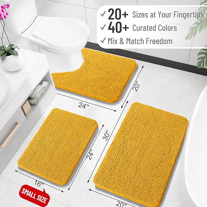 OLANLY Bathroom Runner Rugs 47x24, Soft Absorbent Chenille Bath Rugs, Rubber