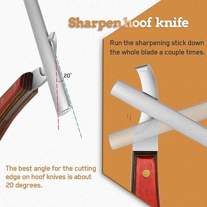 Antidious Hoof Knife Sharpener, 5 inch Farrier tool Honing Rod with Diamond Coated to Keep Hoof Knives and Cutting Instruments Sharp
