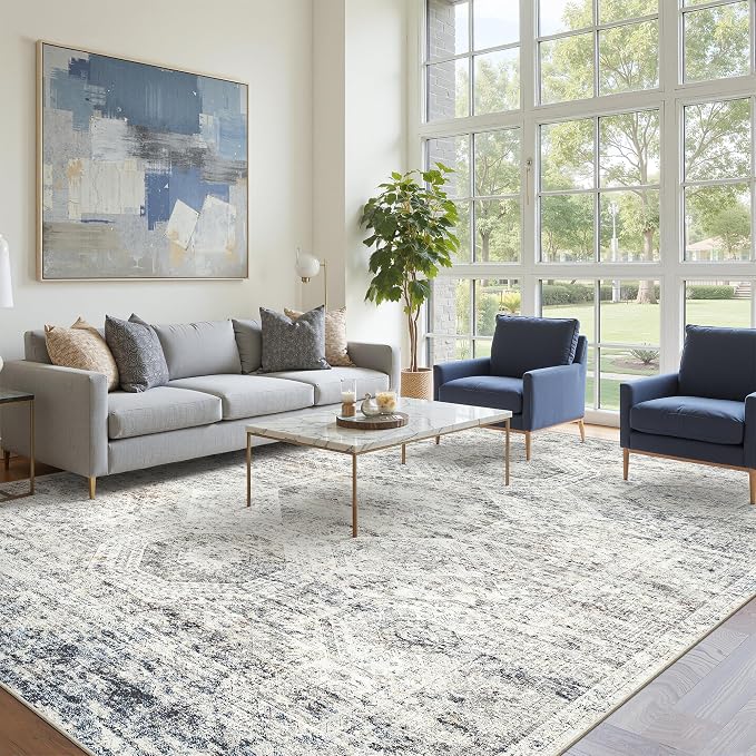 Soalmost 10x14 Area Rugs for Living Room, Non Slip Machine Washable Vintage Rugs